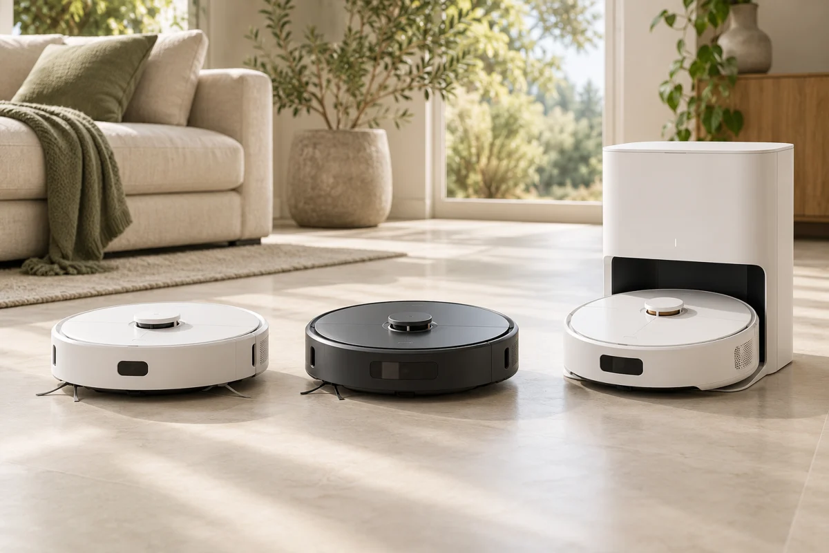 Tres robots genéricos de distintos formatos para comparar opciones